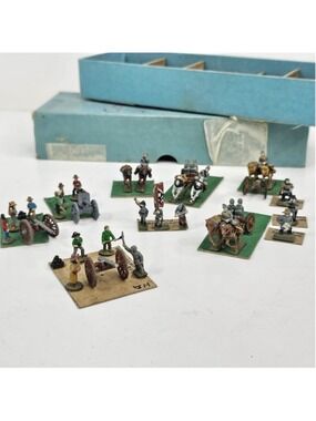 Vintage Painted Lead Militia Civil War Miniature Figurines Cannons Horses Box...